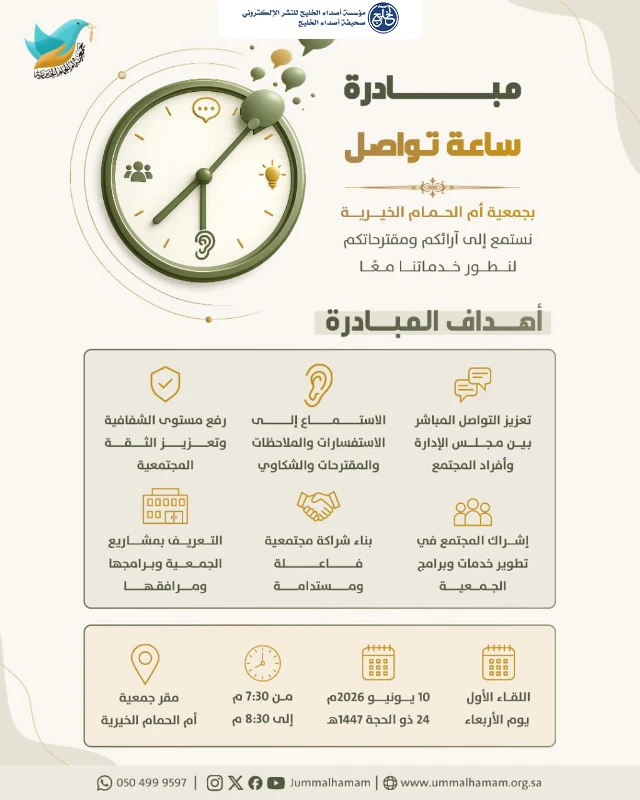 جمعيّة أمّ الحمام الخيريّة تفتح أبواب الحوار مع المجتمع عبر مبادرة «ساعة تواصل»
