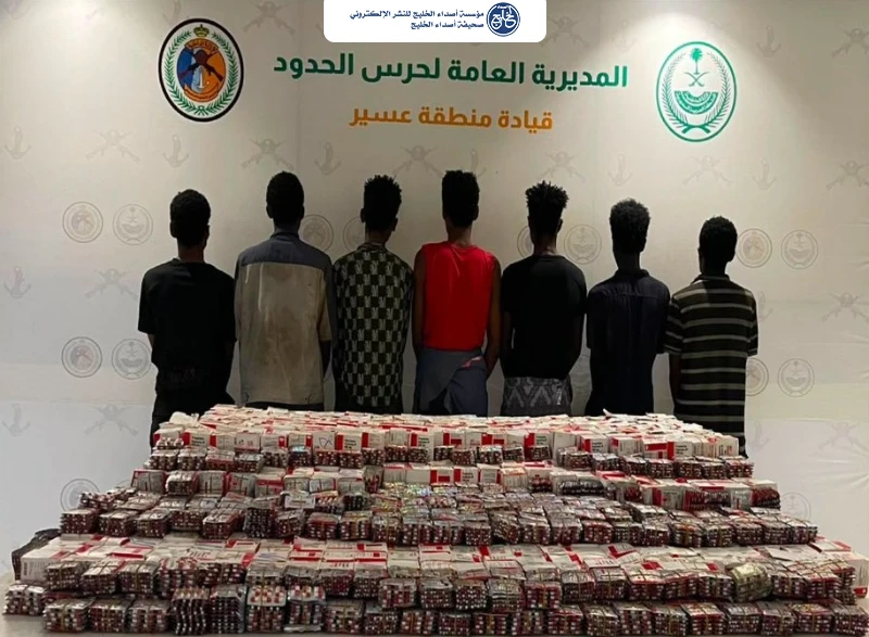 القبض على 7 إثيوبيين في عسير لتهريبهم (223,000) قرص خاضع لتنظيم التداول الطبي